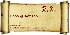 Rohony Karion névjegykártya